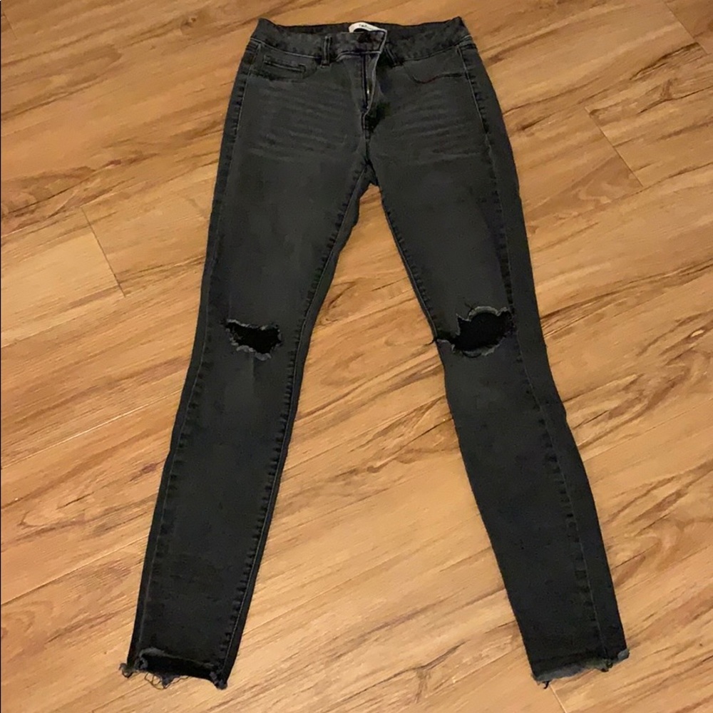 Distressed black jeans